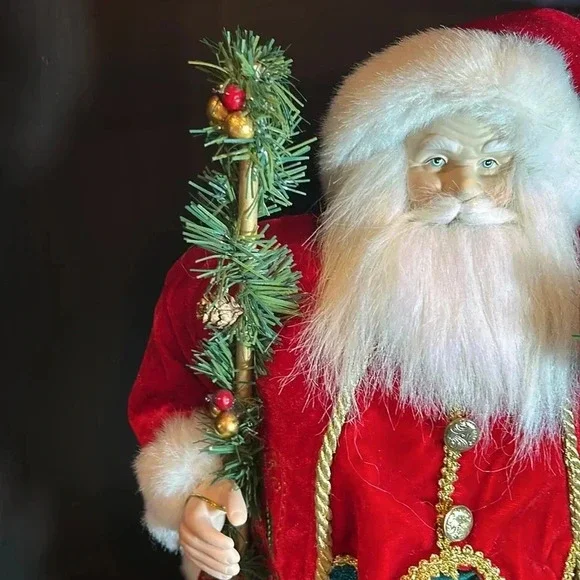 Holiday Time Standing Santa with Gifts And Walking Stick Christmas Decor 18” - Picture 4 of 10